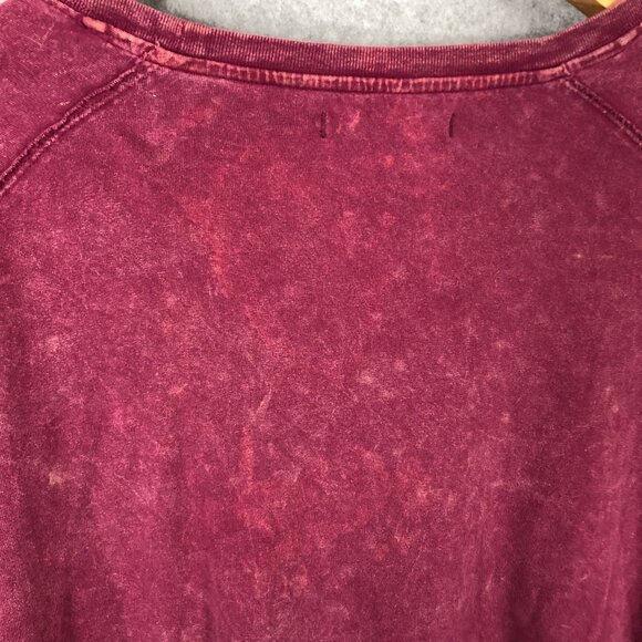 We The Free People Distressed Acid Wash Red Longsleeve Size Small - Picture 8 of 9